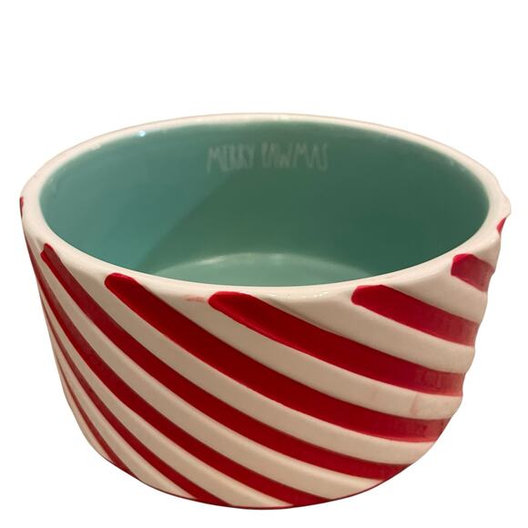 Rae Dunn Dog Bowl Christmas Candy Cane Striped MERRY PAWMAS New - Picture 11 of 11